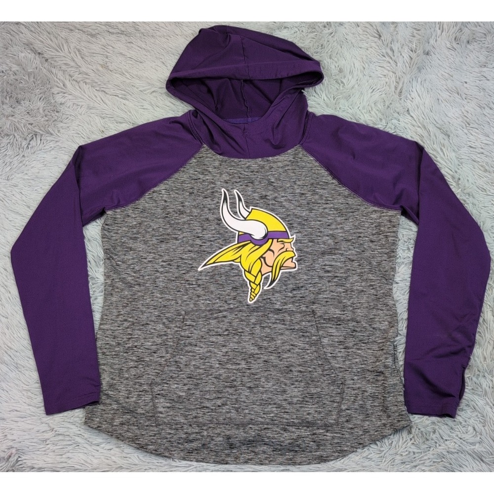 Minnesota Vikings‎ Sweatshirt Womens XL Gray Purple Hoodie NFL Football Comfort